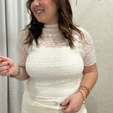 Haven Lace Mock Neck Top | Ivory