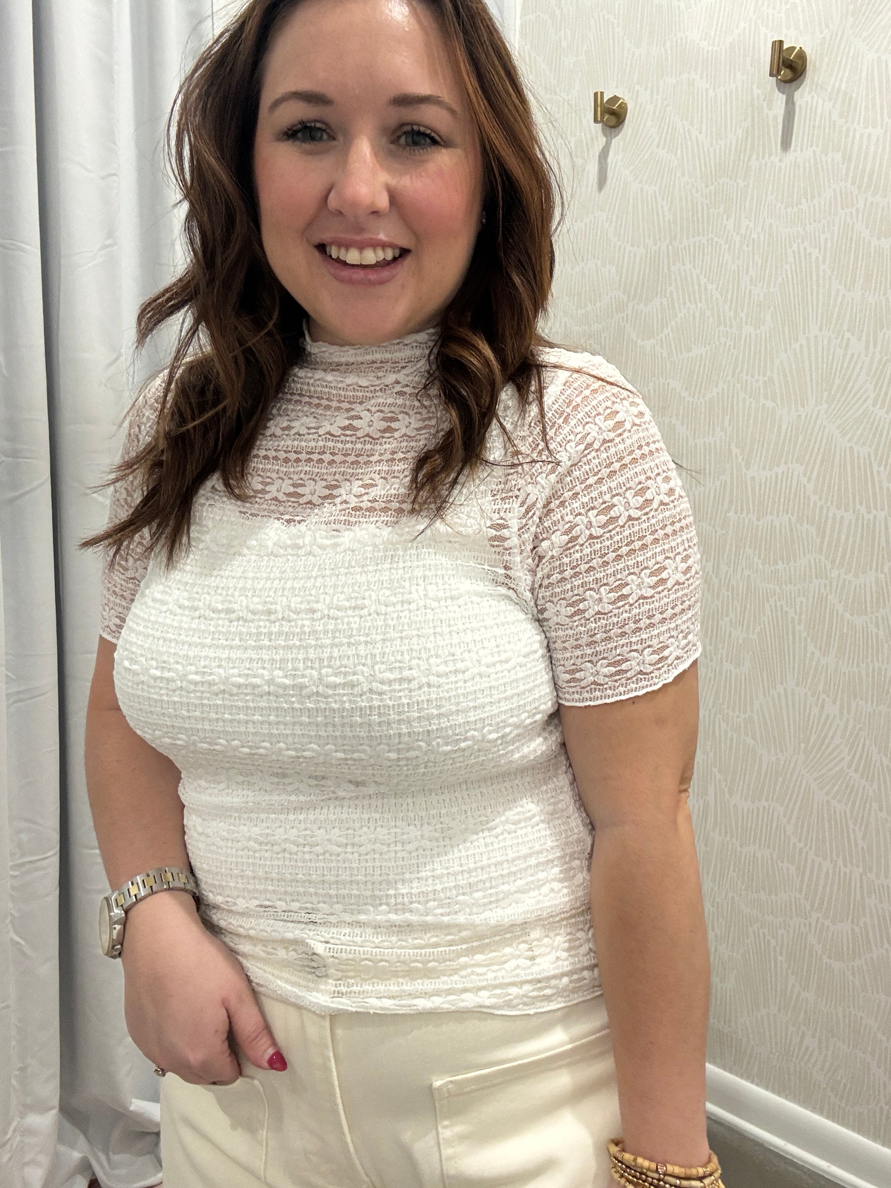 Haven Lace Mock Neck Top | Ivory