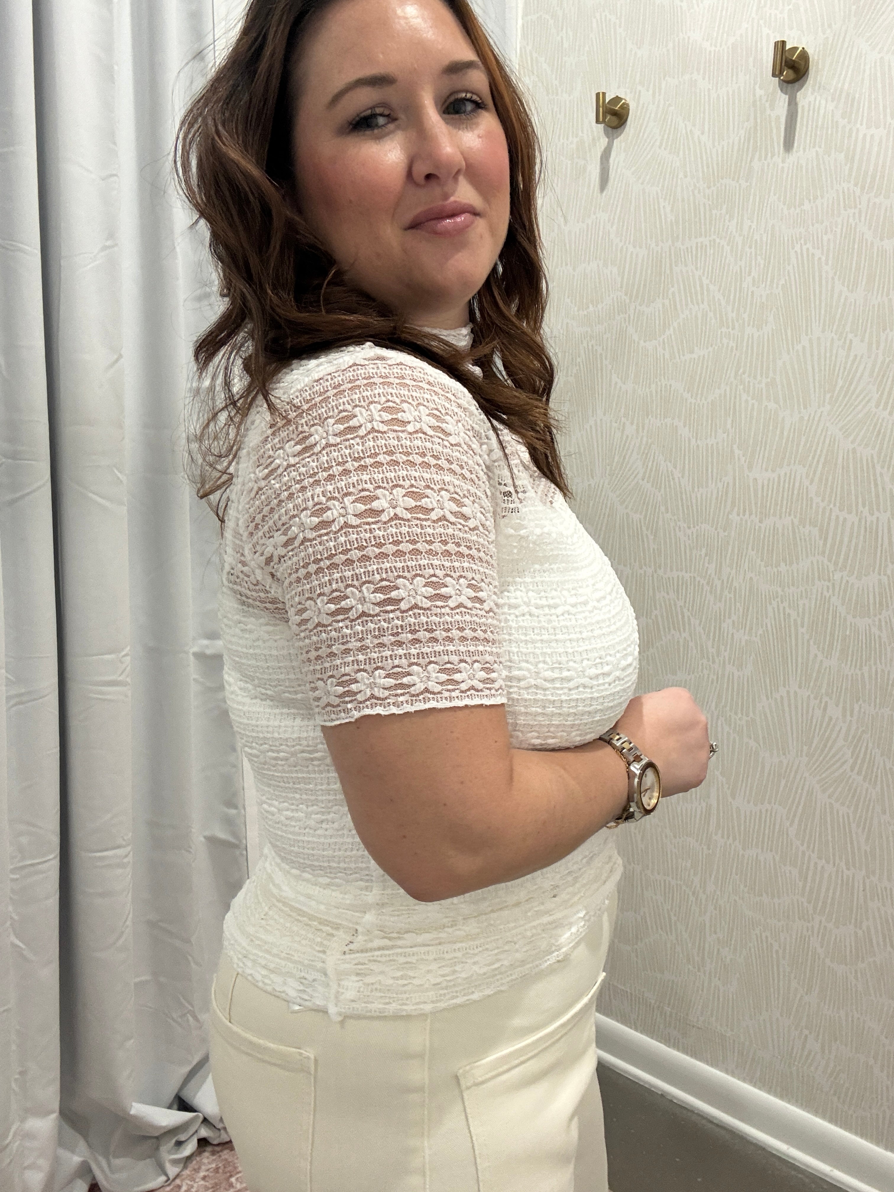 Haven Lace Mock Neck Top | Ivory