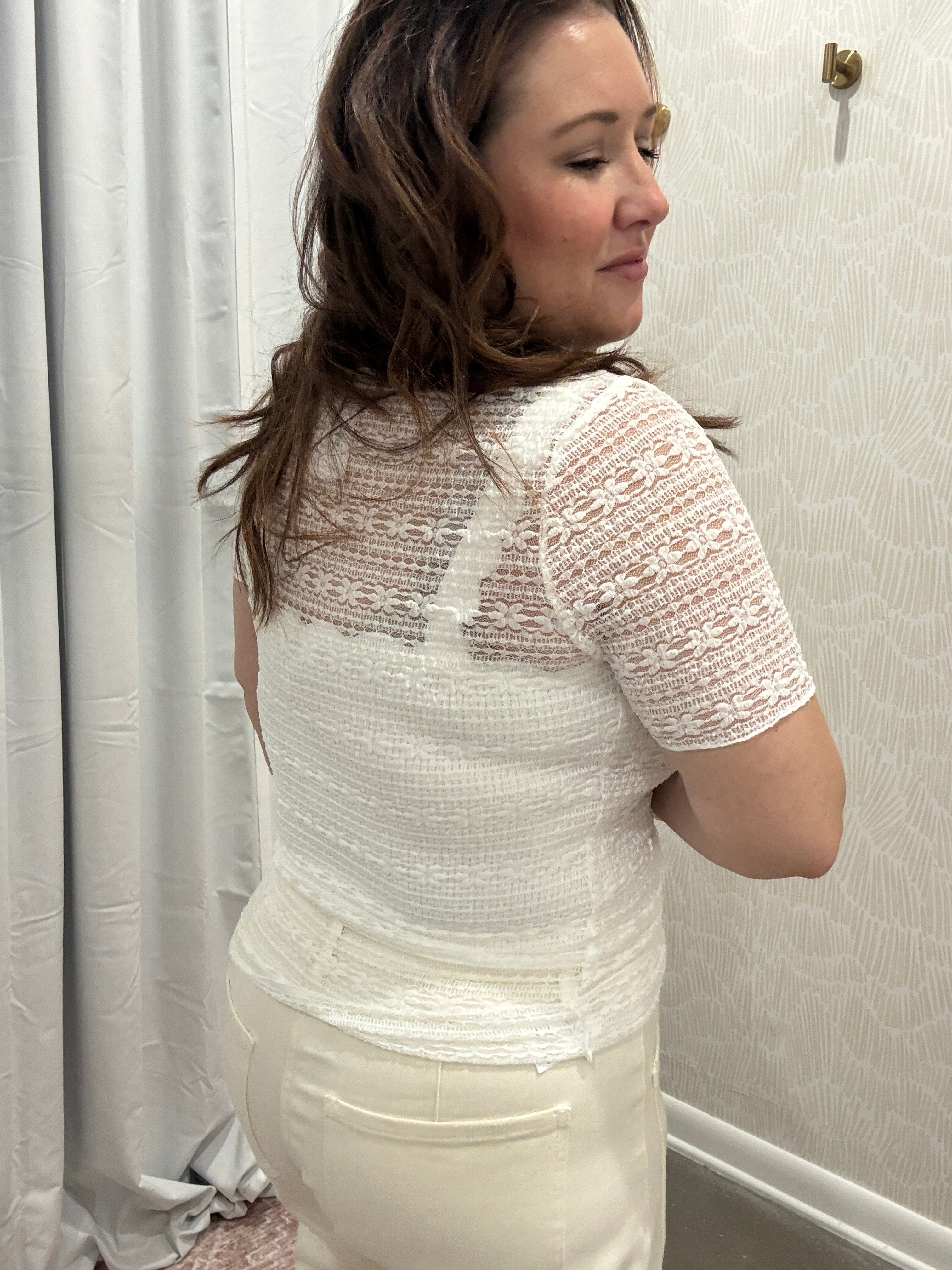 Haven Lace Mock Neck Top | Ivory
