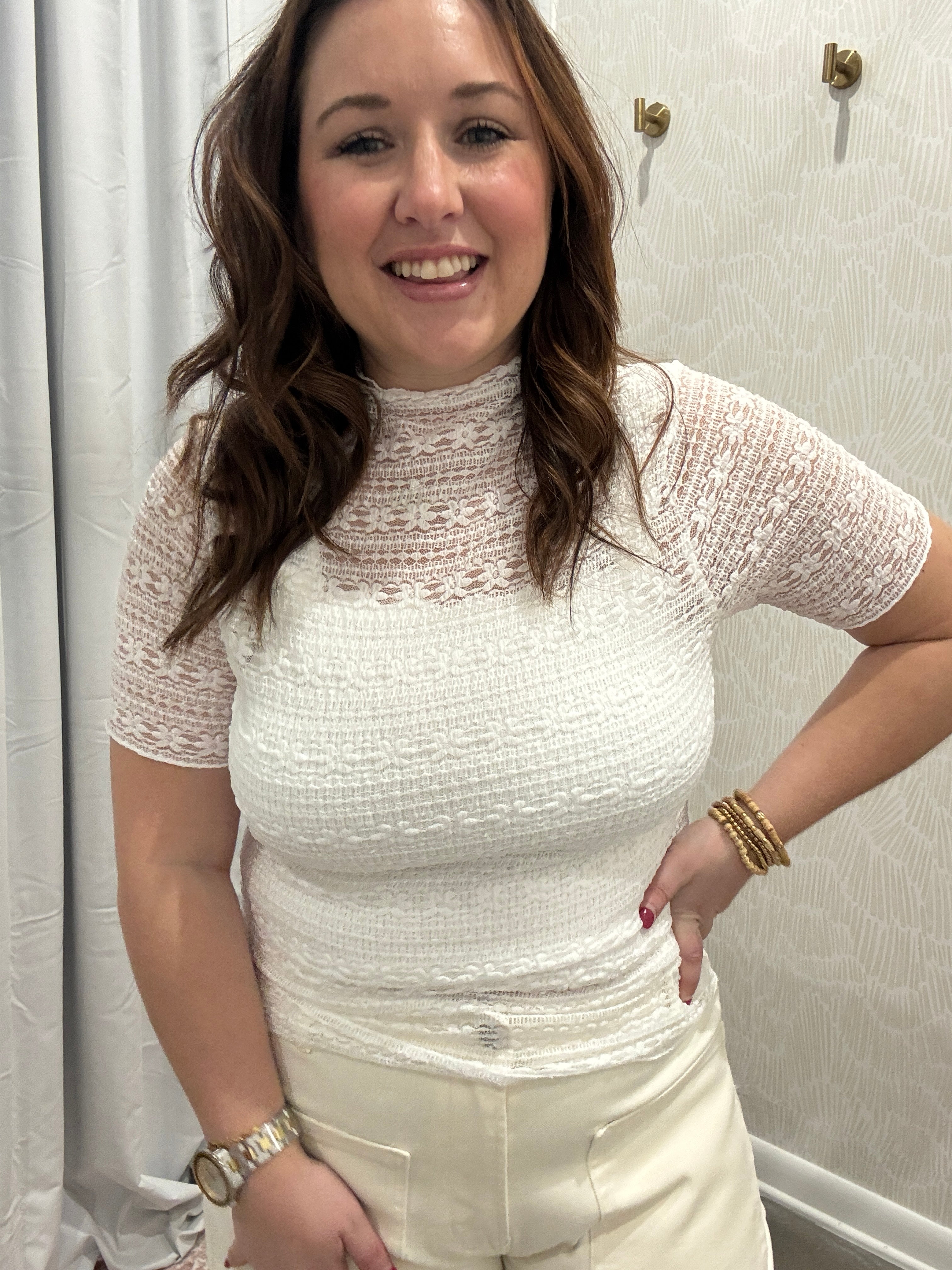 Haven Lace Mock Neck Top | Ivory