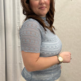 Haven Lace Mock Neck Top | Blue