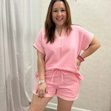 Pink Pearl Embossed Shorts