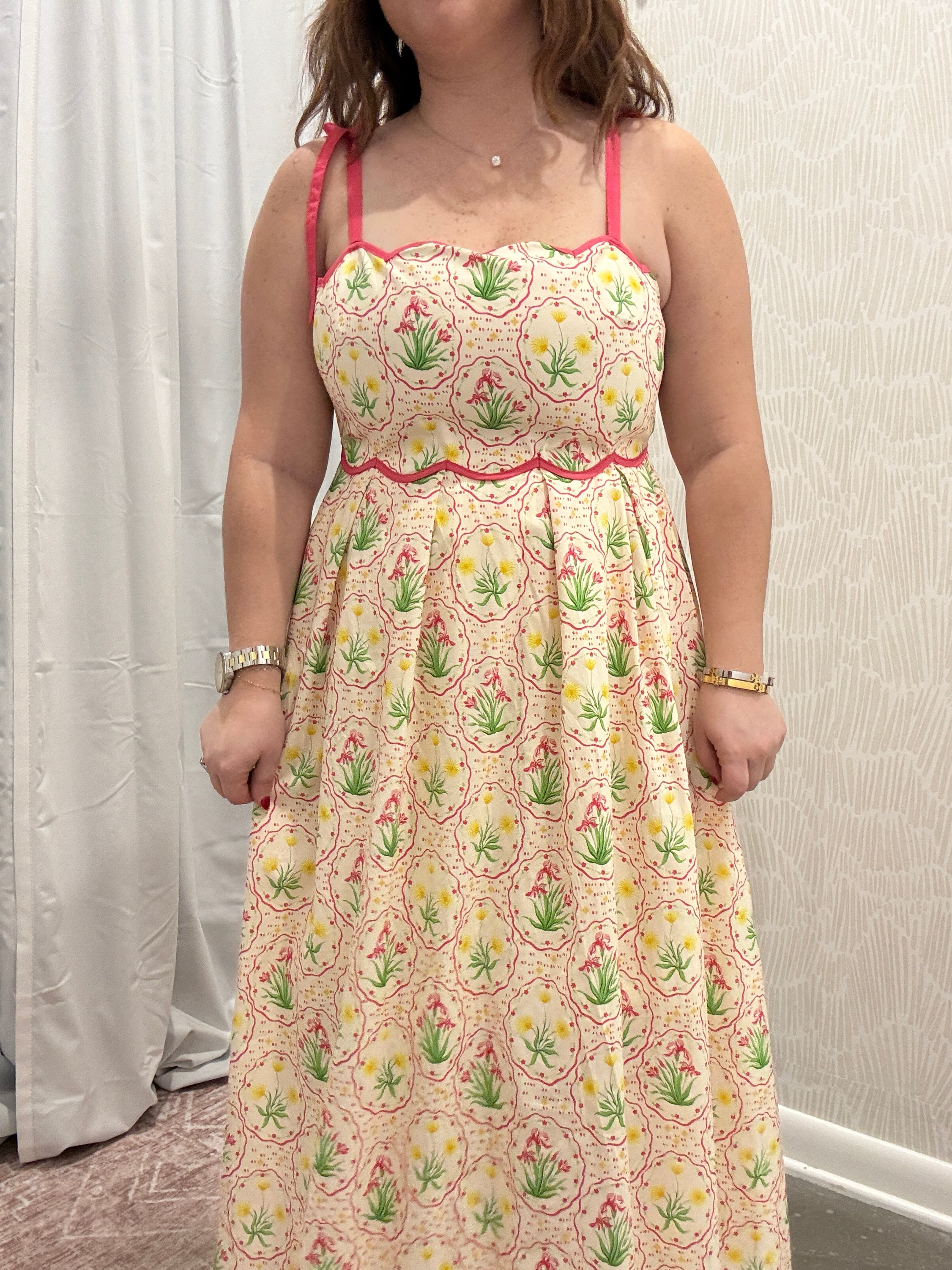 Hattie Scalloped Trim Midi Dress