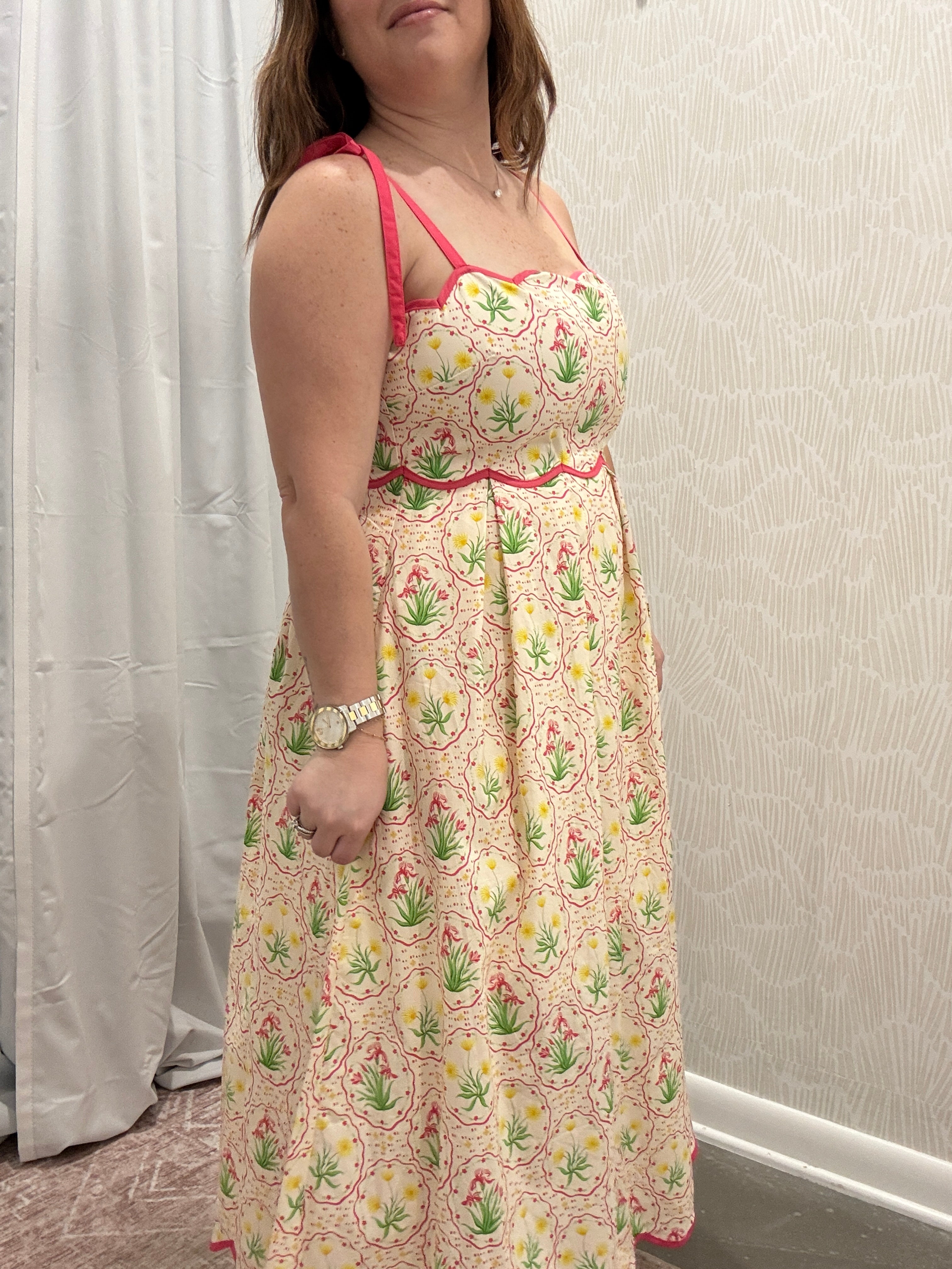 Hattie Scalloped Trim Midi Dress