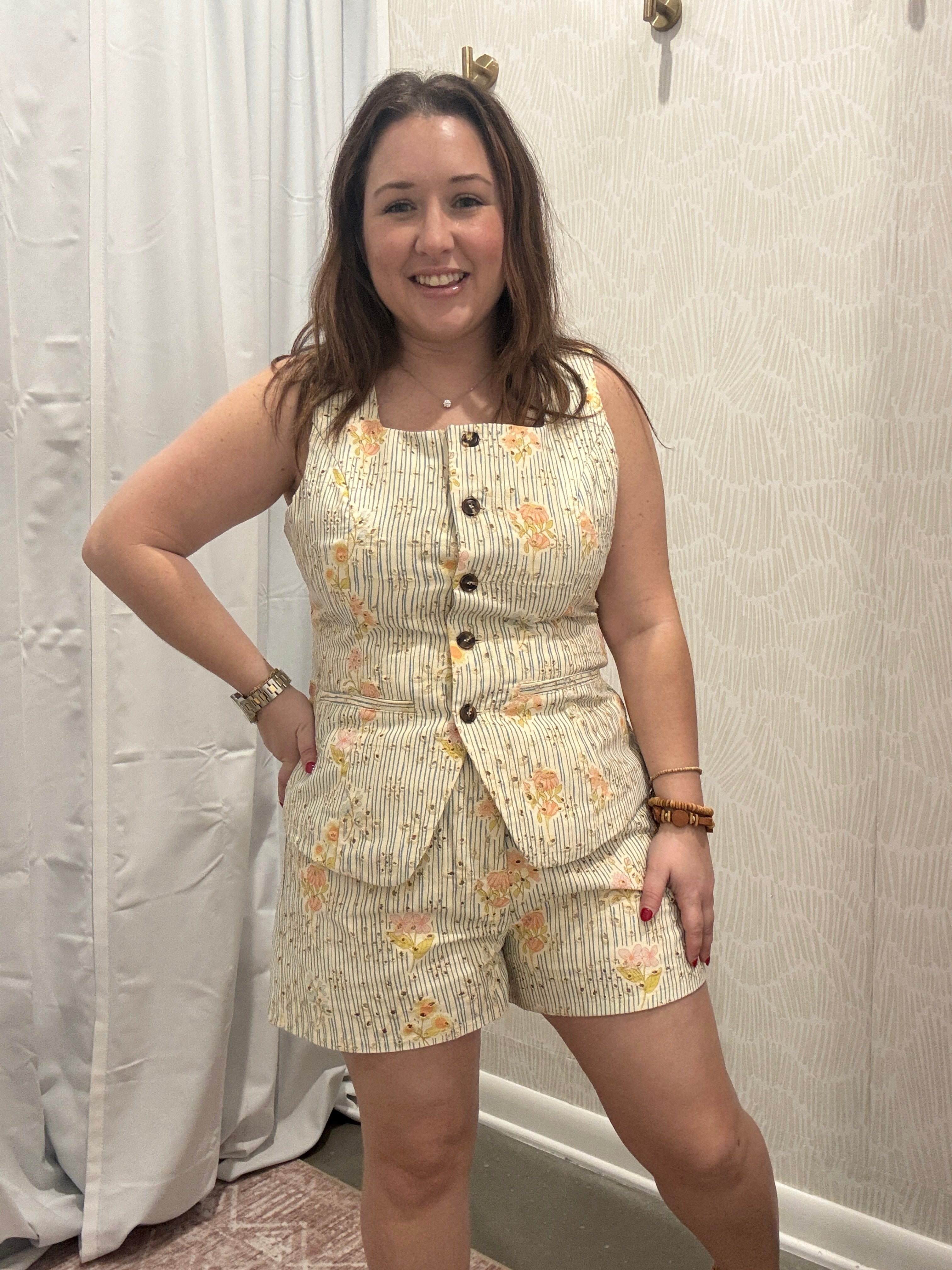 Katie Button Down Floral Vest