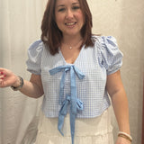 Skyler Gingham Tie-Front Blouse