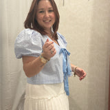Skyler Gingham Tie-Front Blouse