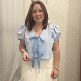 Skyler Gingham Tie-Front Blouse