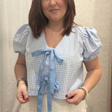 Skyler Gingham Tie-Front Blouse