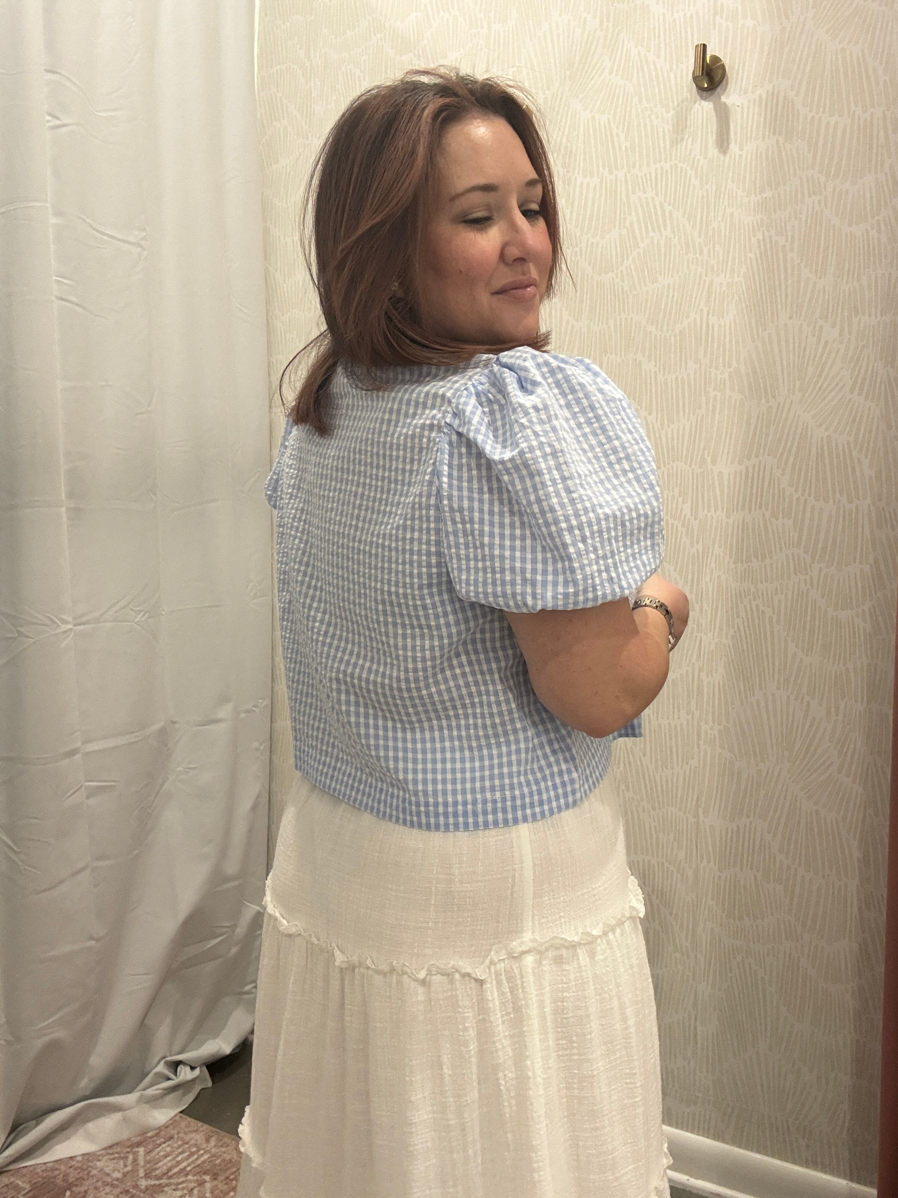 Skyler Gingham Tie-Front Blouse