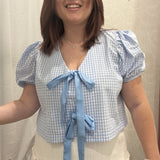 Skyler Gingham Tie-Front Blouse