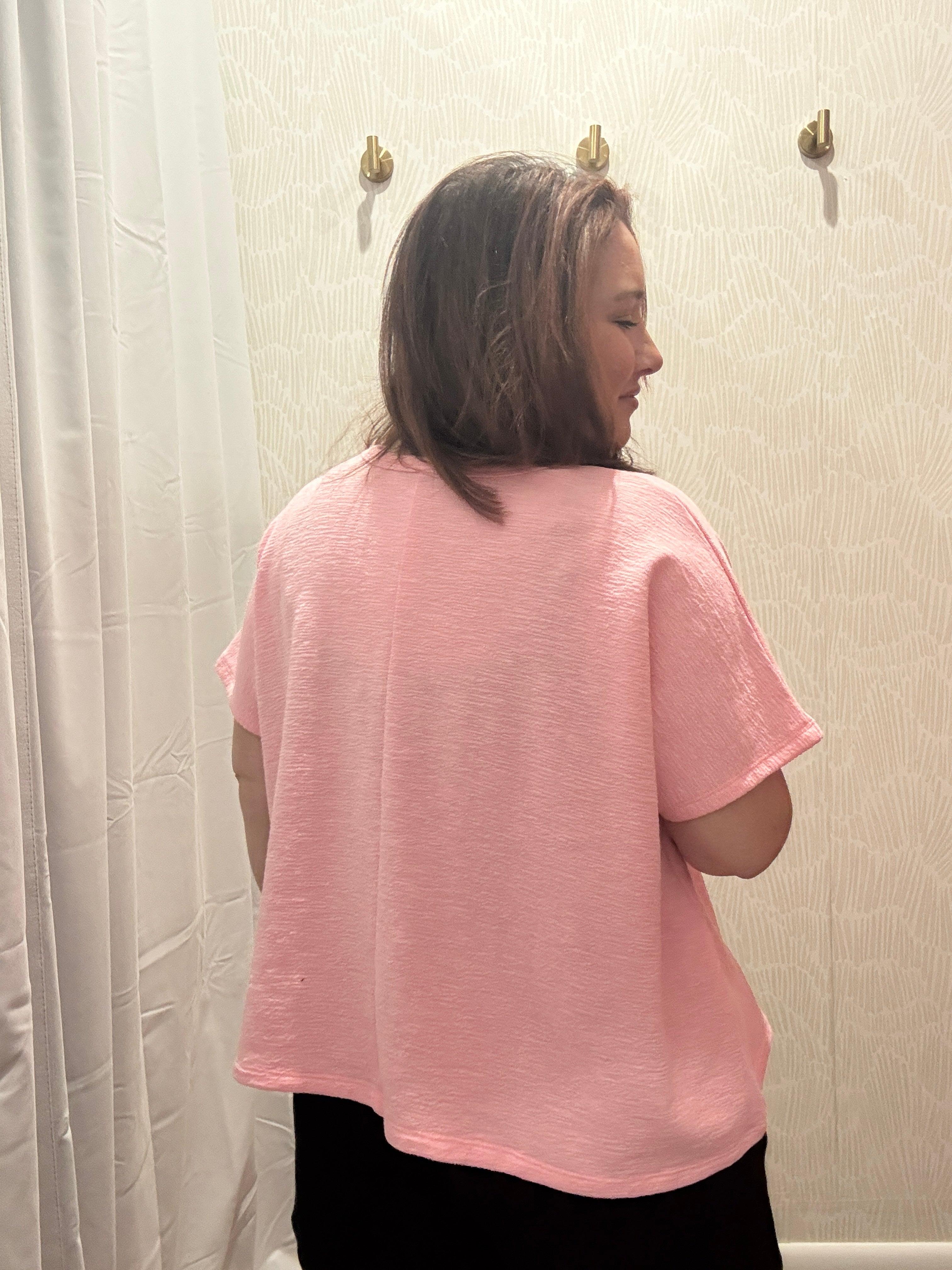Cotton Slub Oversize Tee | Pink