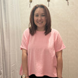 Cotton Slub Oversize Tee | Pink
