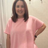 Cotton Slub Oversize Tee | Pink