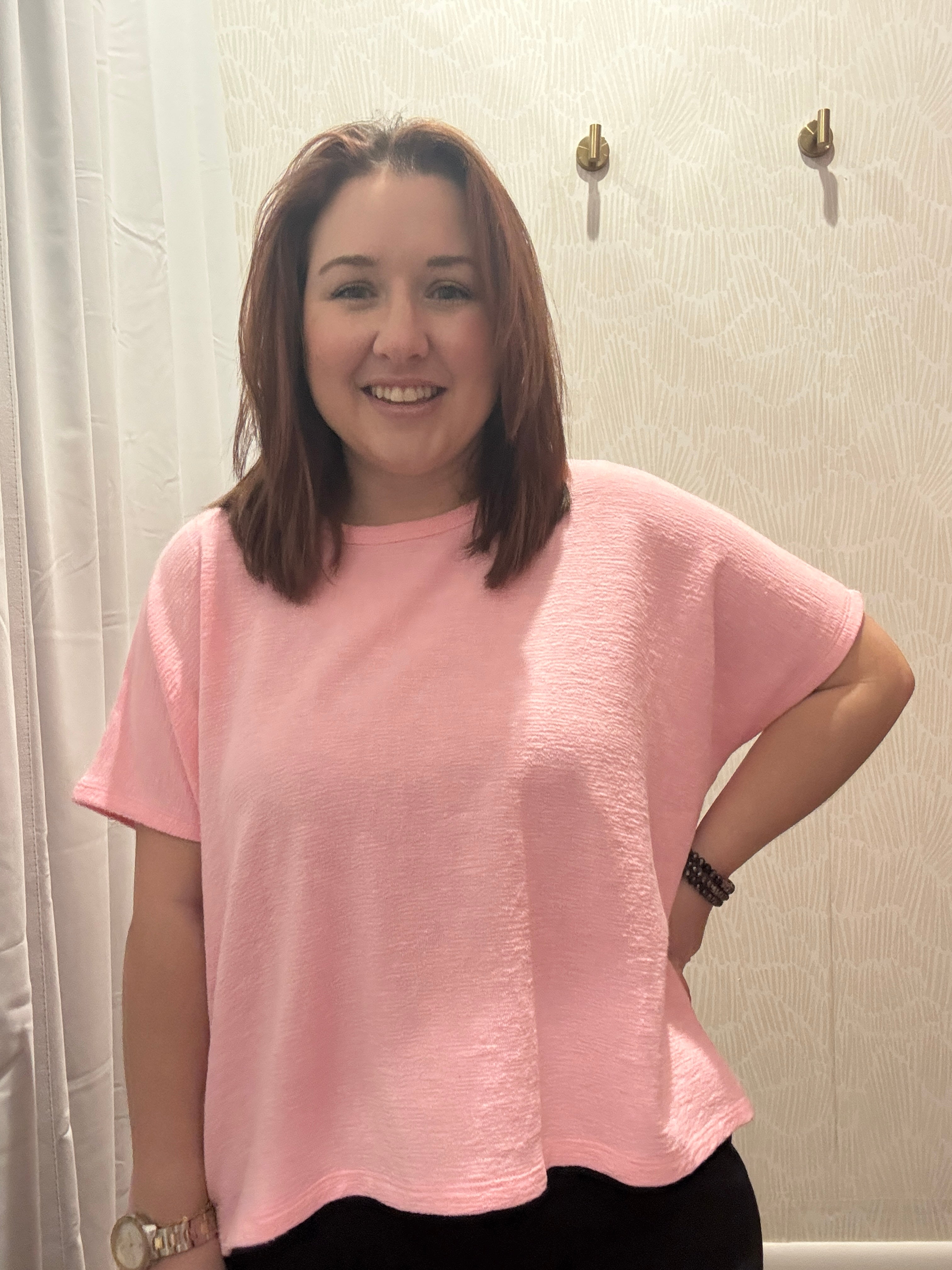 Cotton Slub Oversize Tee | Pink