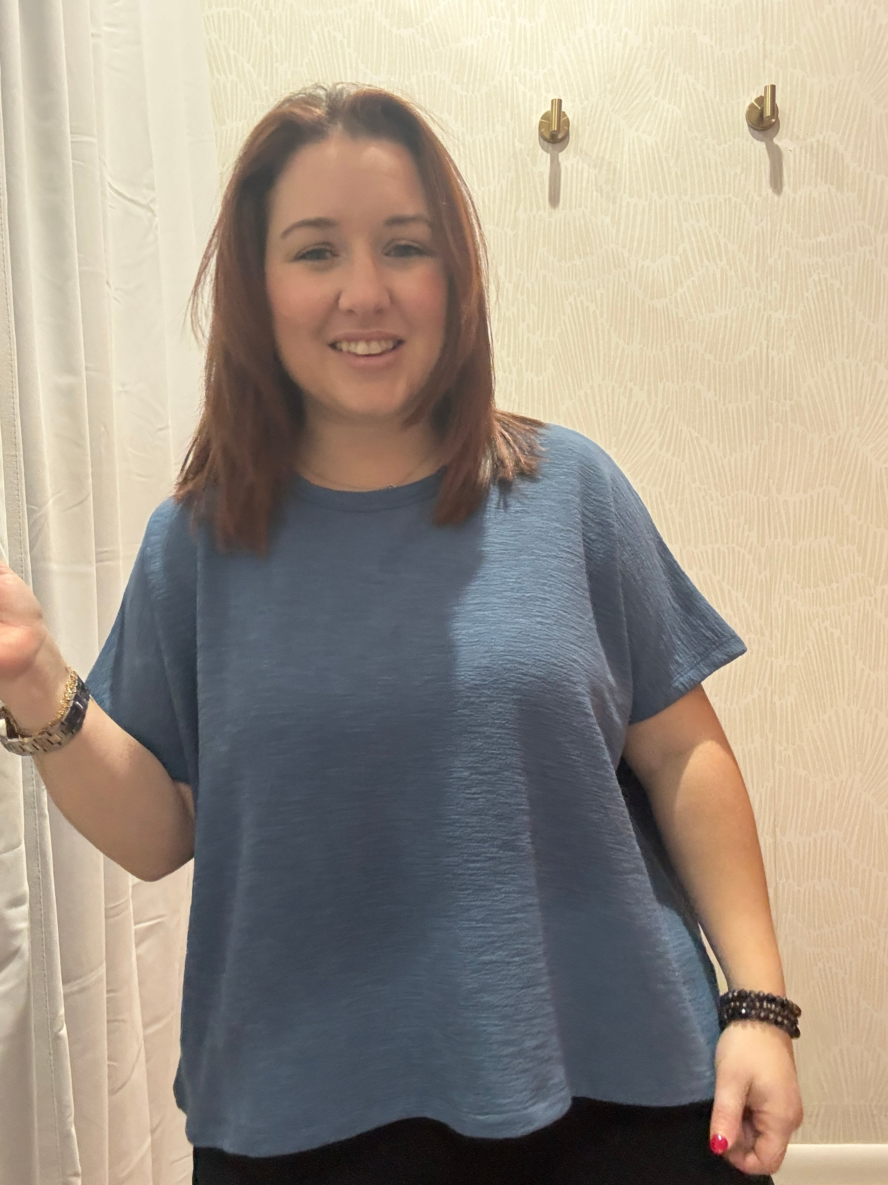 Cotton Slub Oversize Tee | Blue