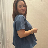 Cotton Slub Oversize Tee | Blue