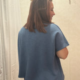 Cotton Slub Oversize Tee | Blue