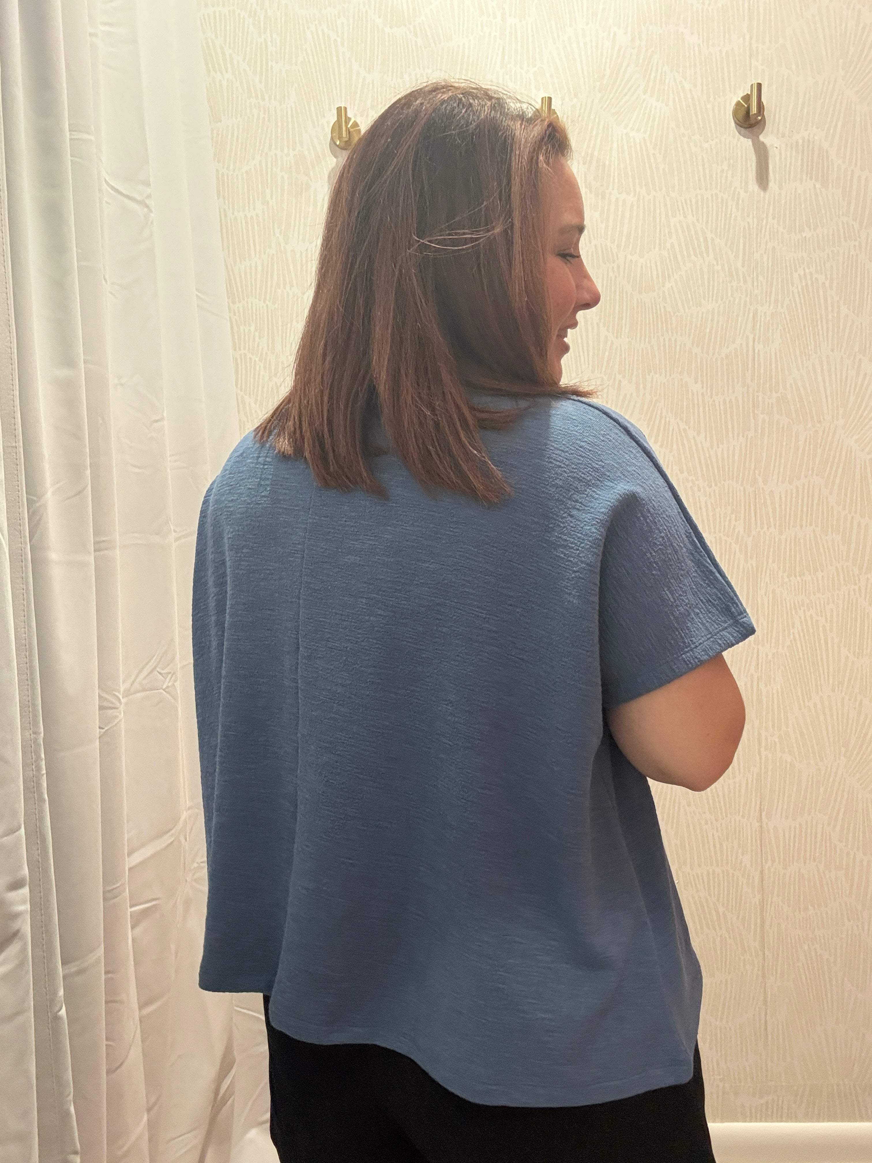 Cotton Slub Oversize Tee | Blue