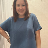 Cotton Slub Oversize Tee | Blue