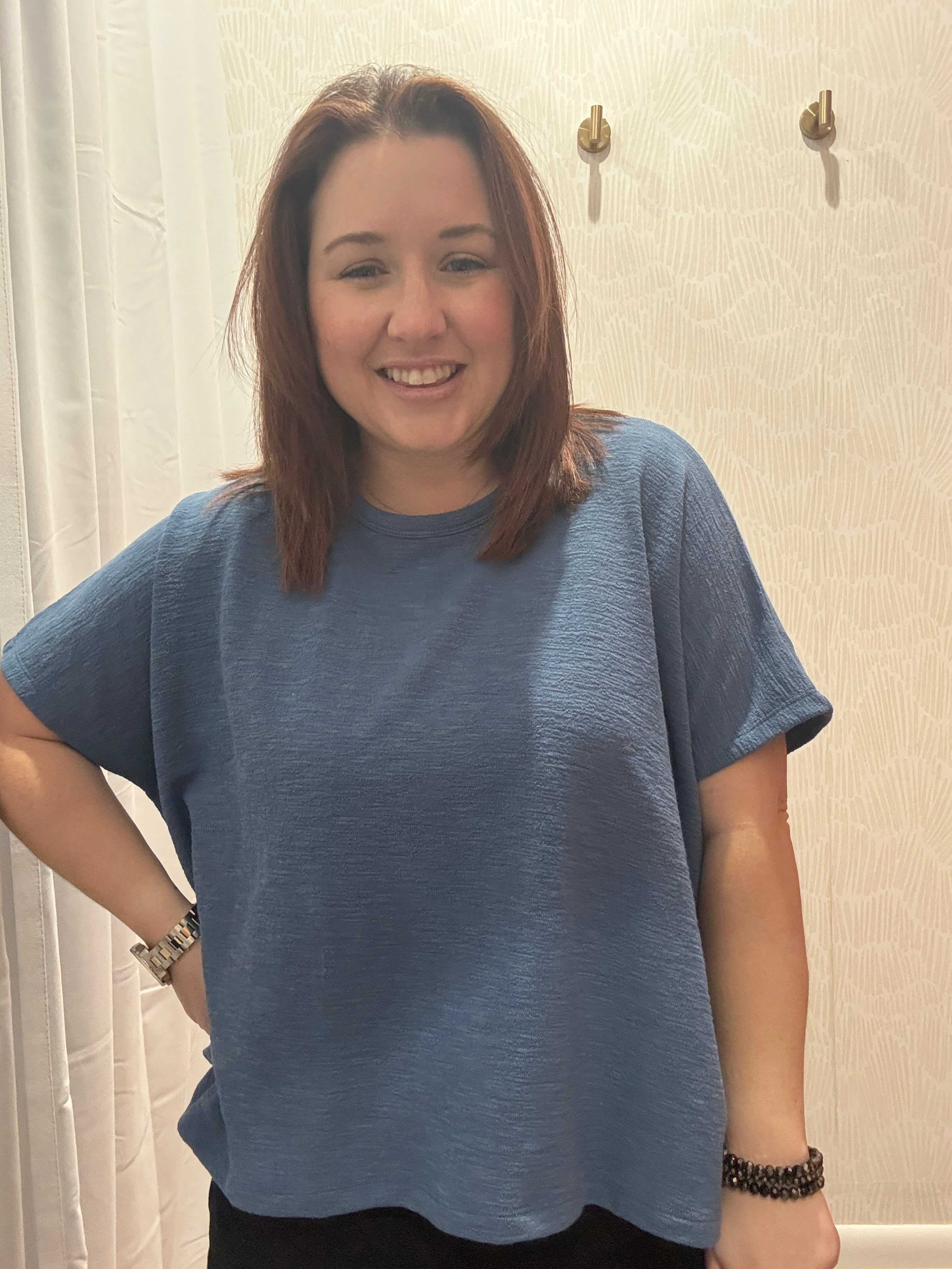 Cotton Slub Oversize Tee | Blue