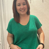 green tee v-neck slouchy top