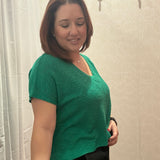 green tee v-neck slouchy top