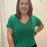 green tee v-neck slouchy top
