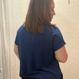 Hacci Slub V-Neck Tee | Navy