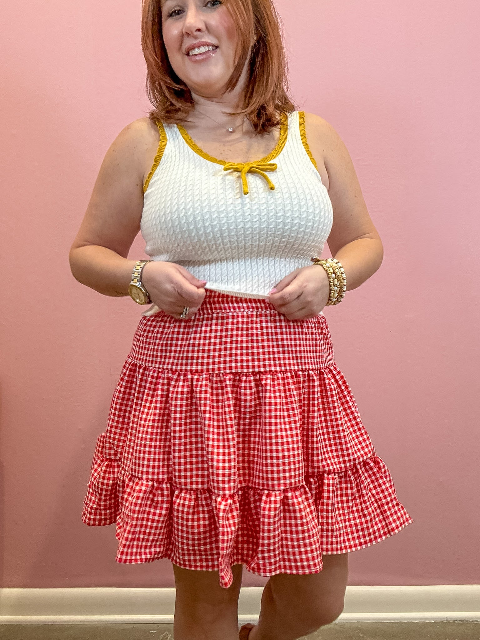 Ainsley High Waist Checkered Skirt