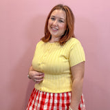 Eva Ribbed Button Down Top | Yellow