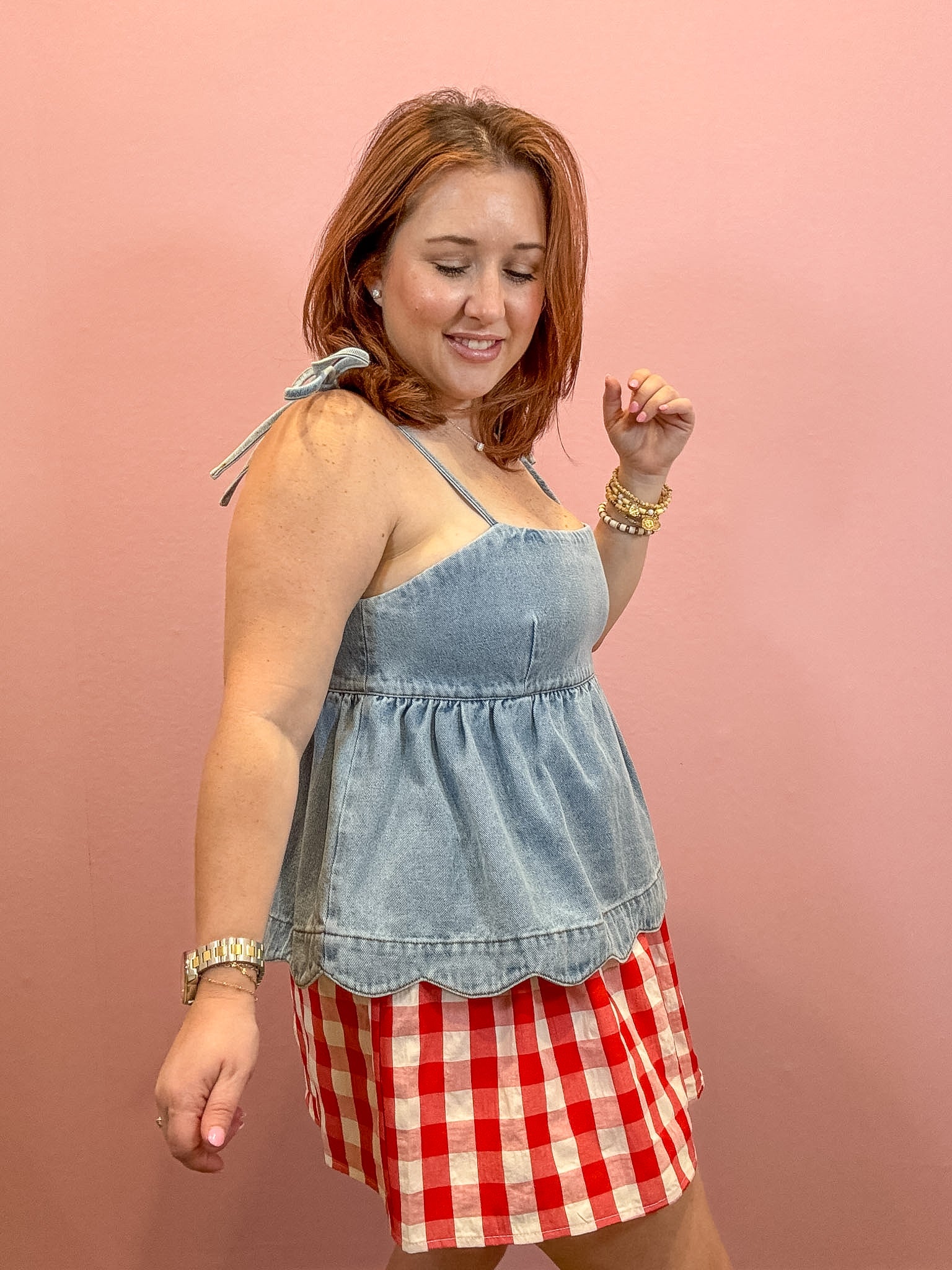 Nikki Denim Peplum Top