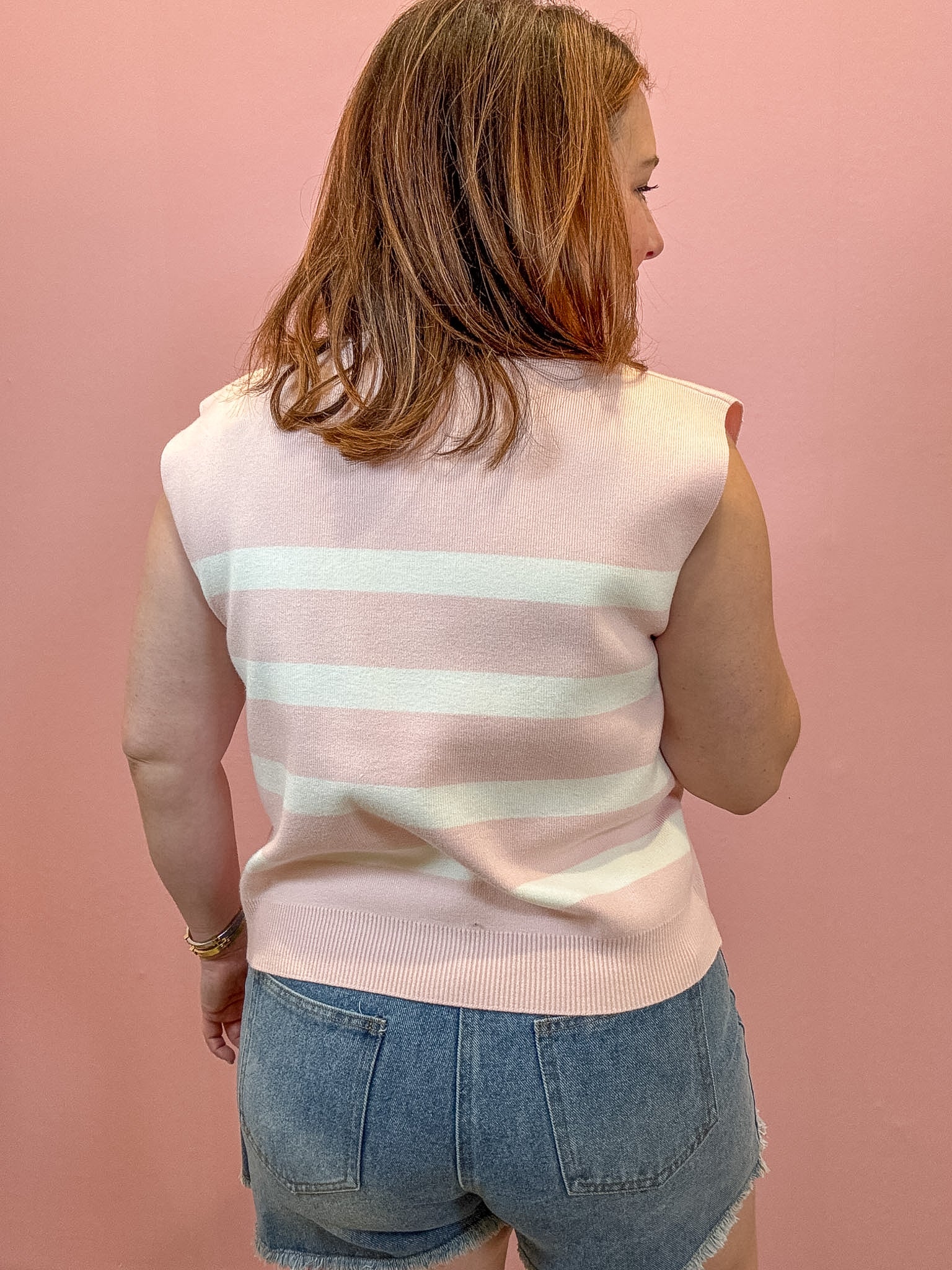 Luca Cropped Stripe Polo Top