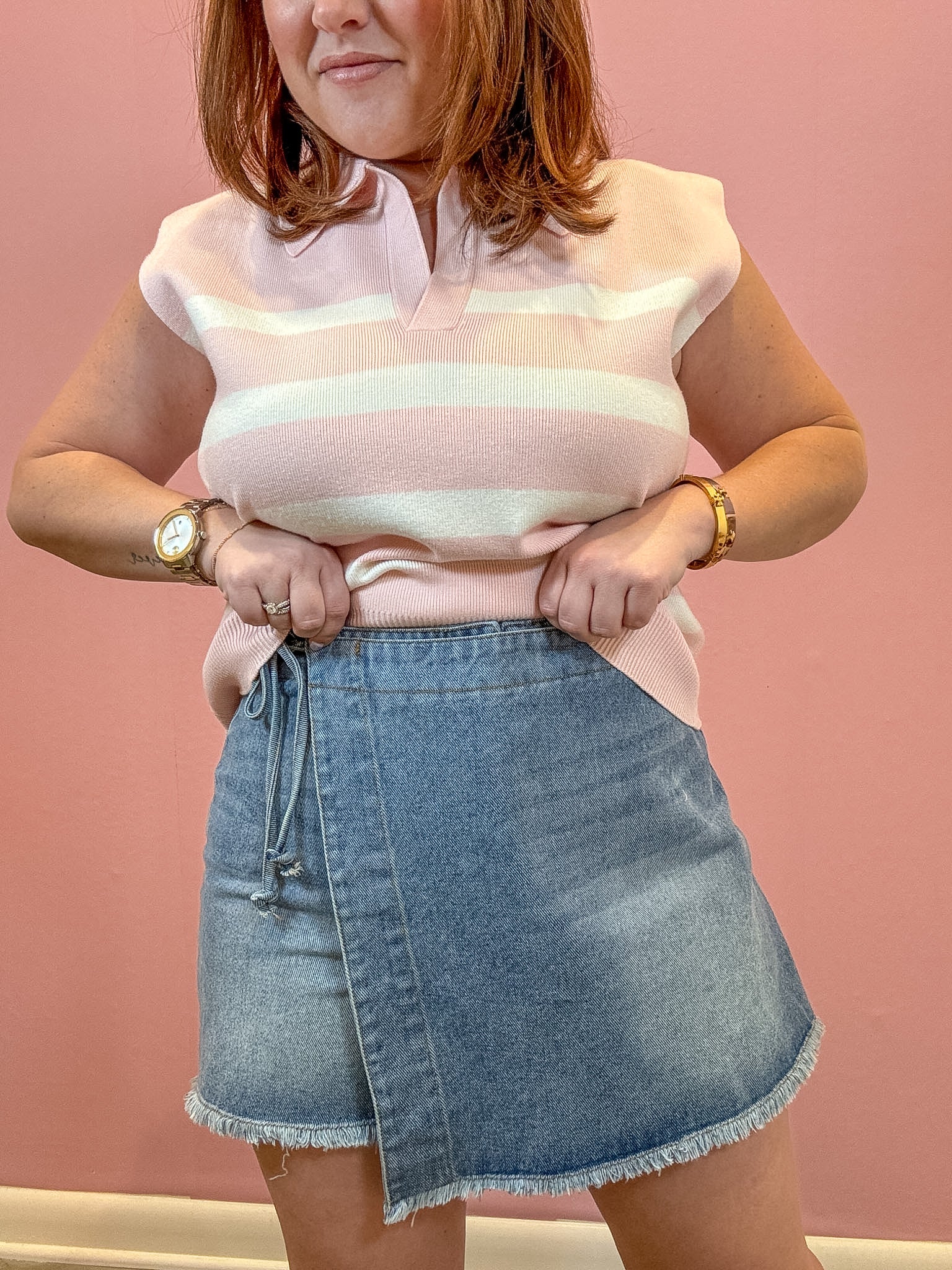 Brandy Side Tie Jean Skort