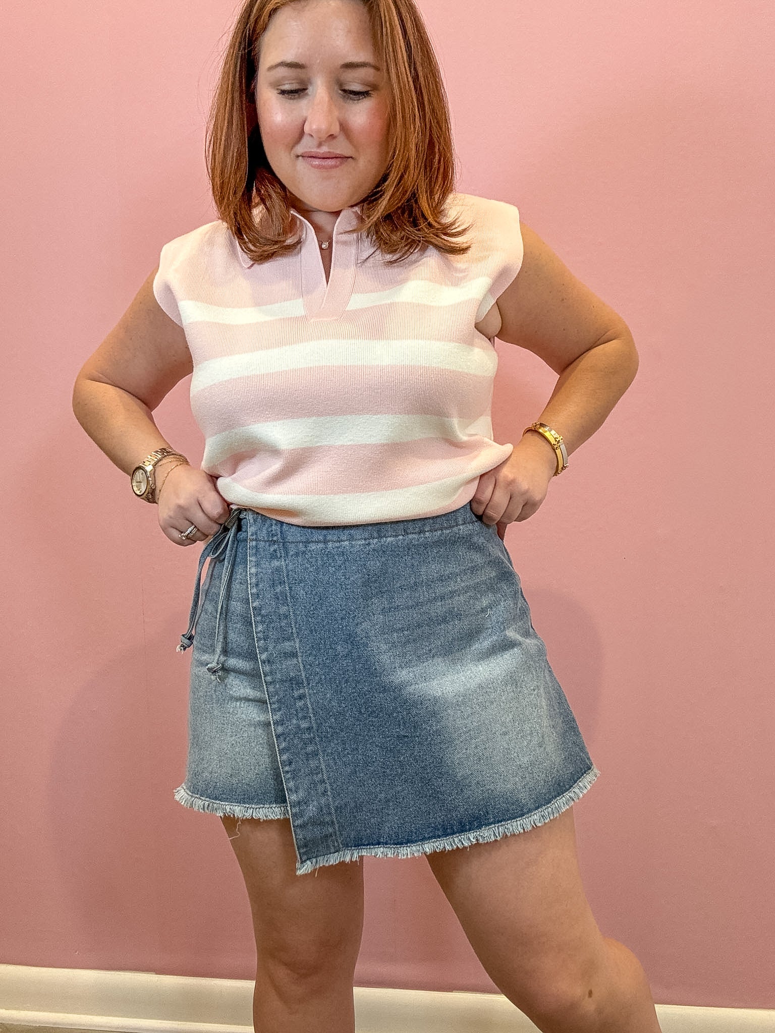 Brandy Side Tie Jean Skort