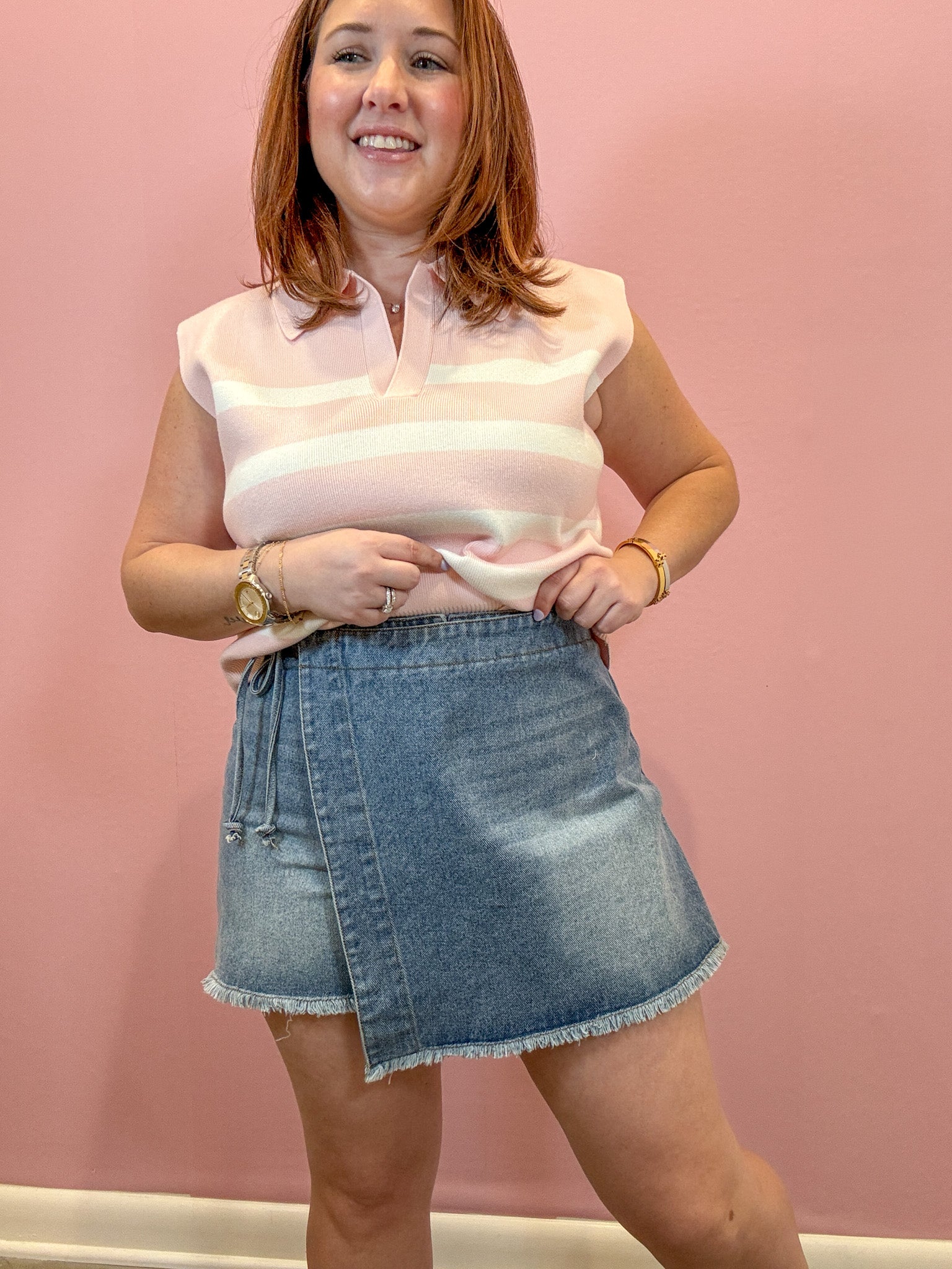 Brandy Side Tie Jean Skort