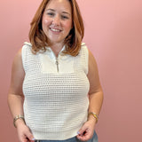 Reese Open Knit Zip Collar Top