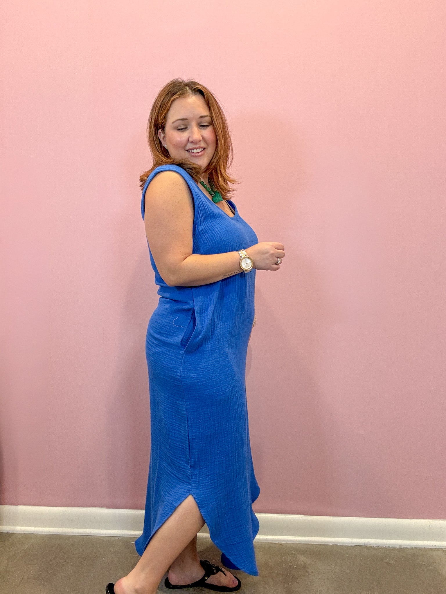everyday midi dress Womens Printed V Neck Midi Dress Everyday Elegance