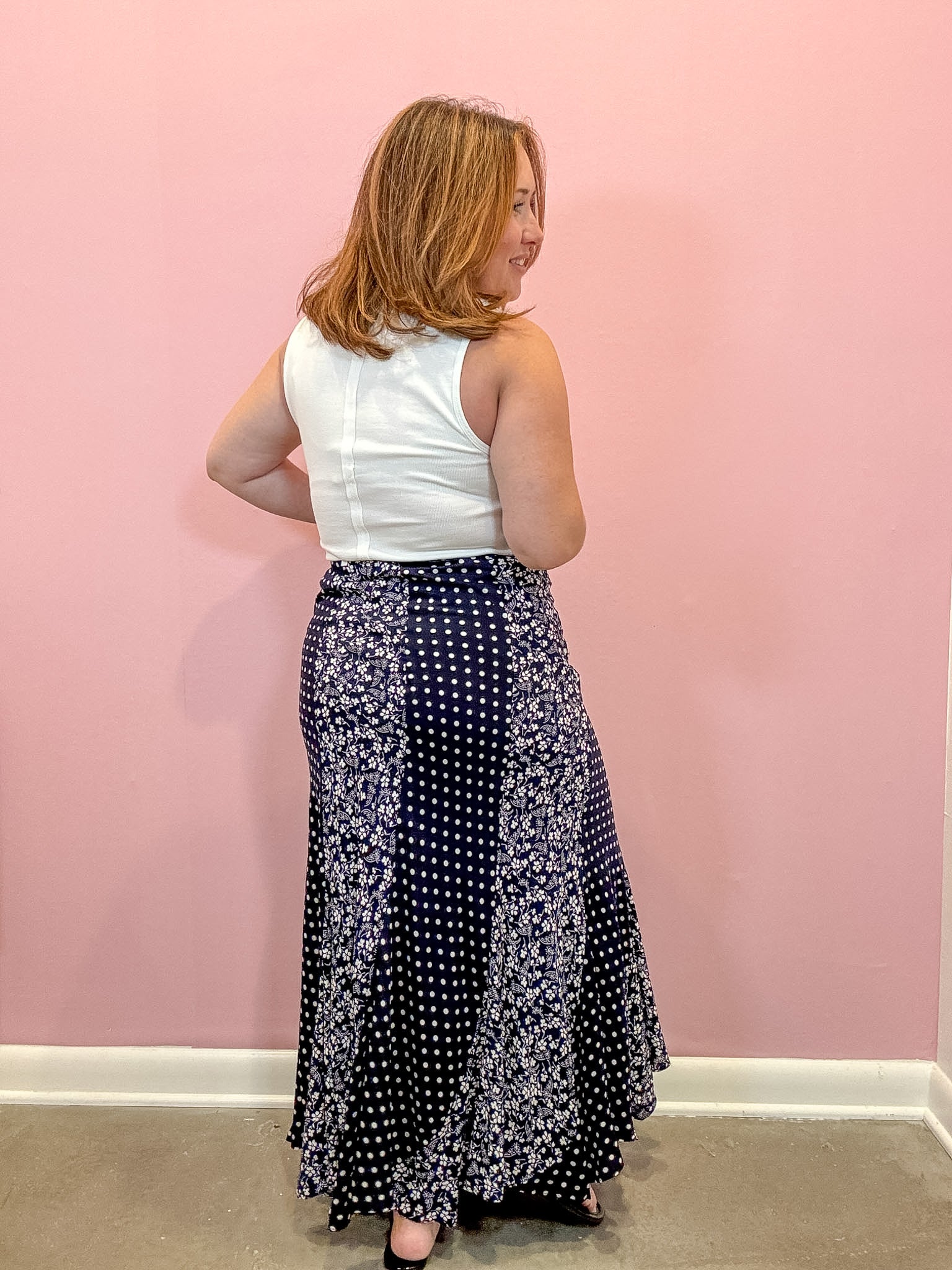 Tess Polka Dot & Floral Maxi Skirt