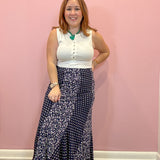 Tess Polka Dot & Floral Maxi Skirt