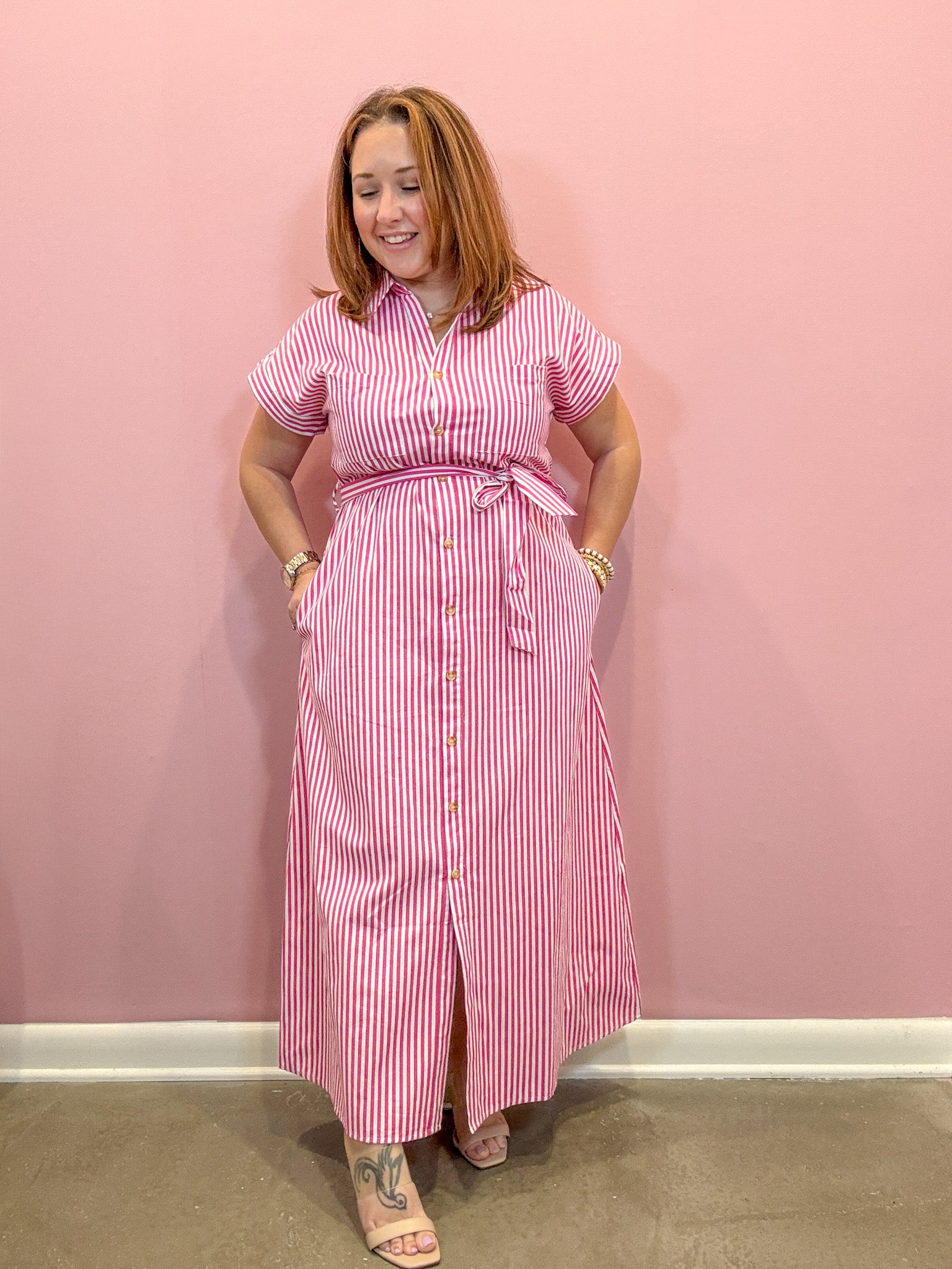 Quinn Striped Poplin Shirt Dress