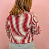 Dylan Stripe Button Down Knit Top