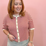 Dylan Stripe Button Down Knit Top