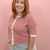 Dylan Stripe Button Down Knit Top