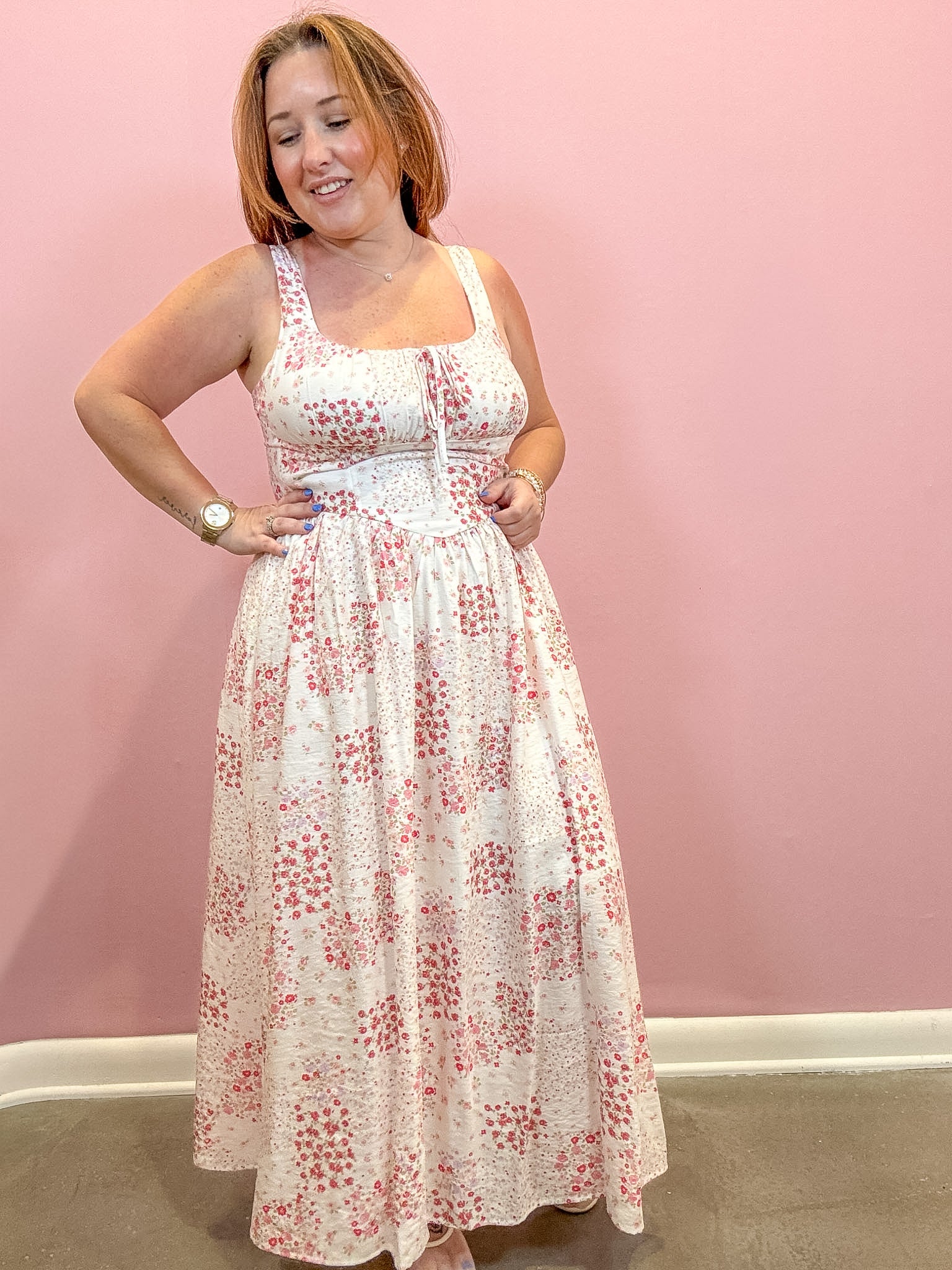 Tyler Corset Front Tie Midi Dress