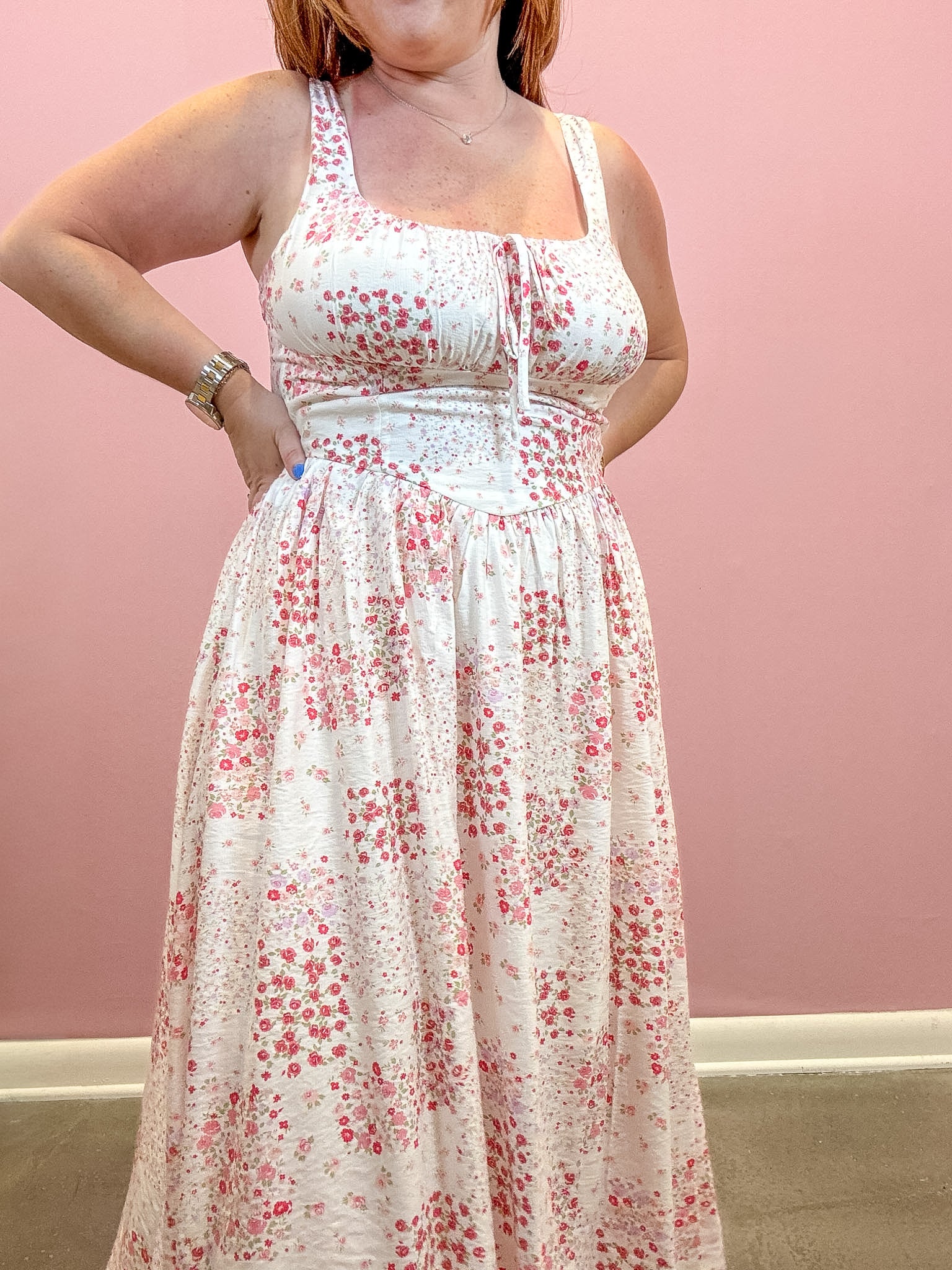 Tyler Corset Front Tie Midi Dress