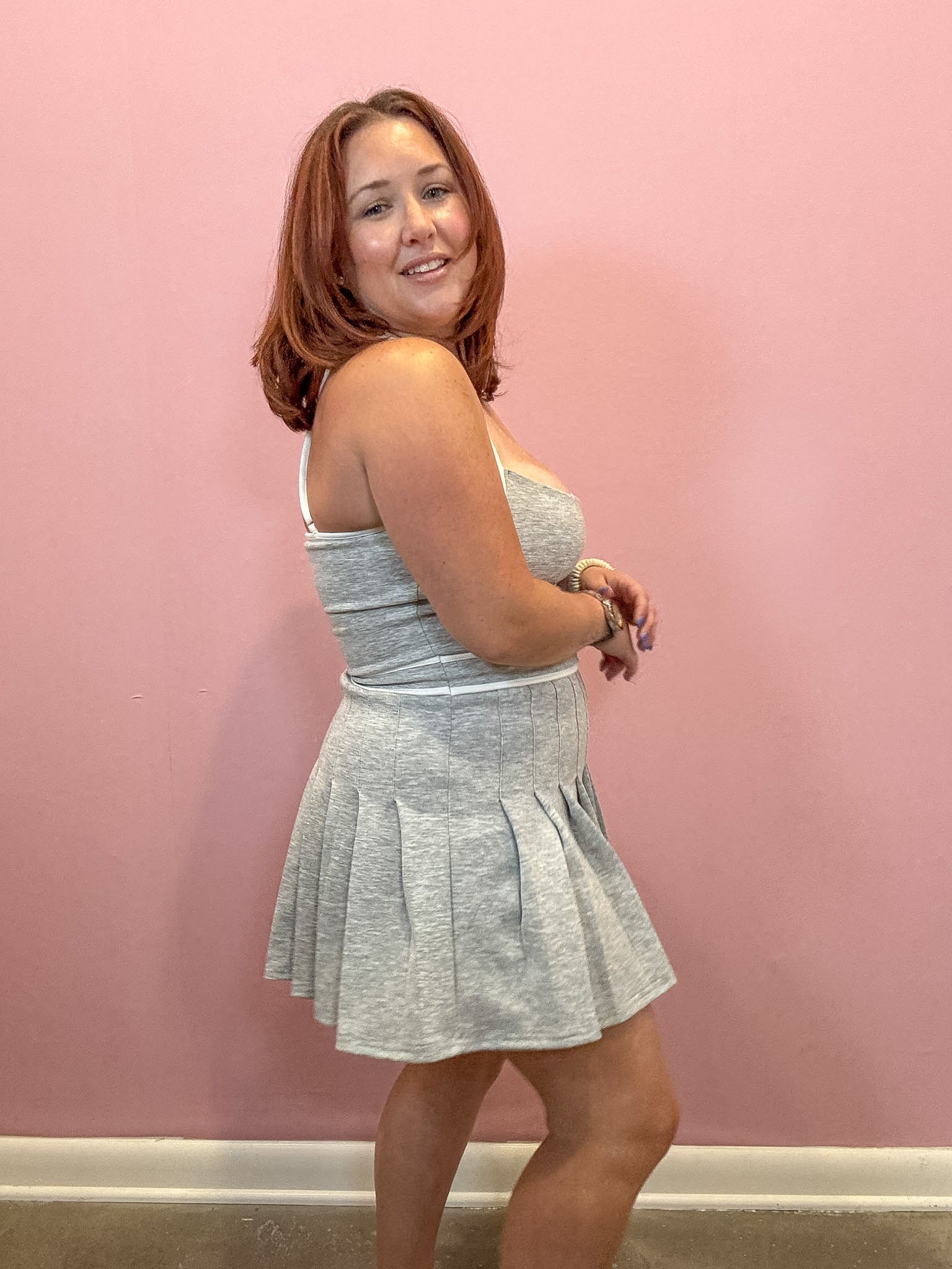 Contrast Trim Pleated Skort Dress
