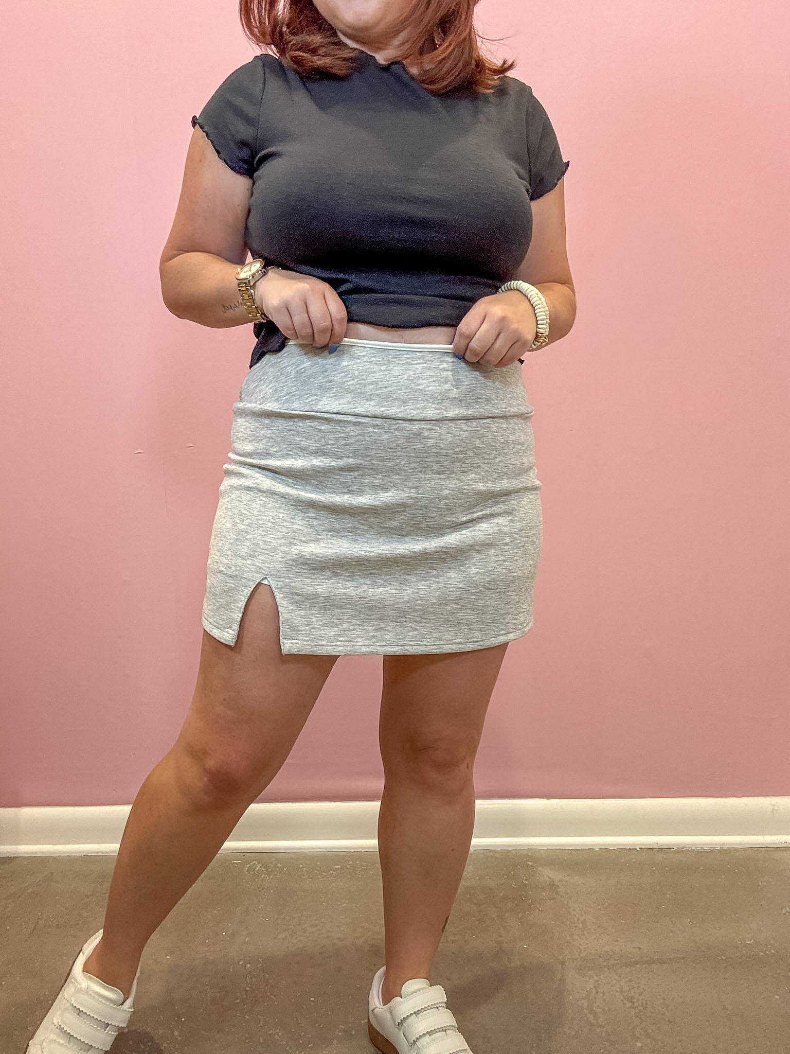 Contrast Binding Skort | Grey