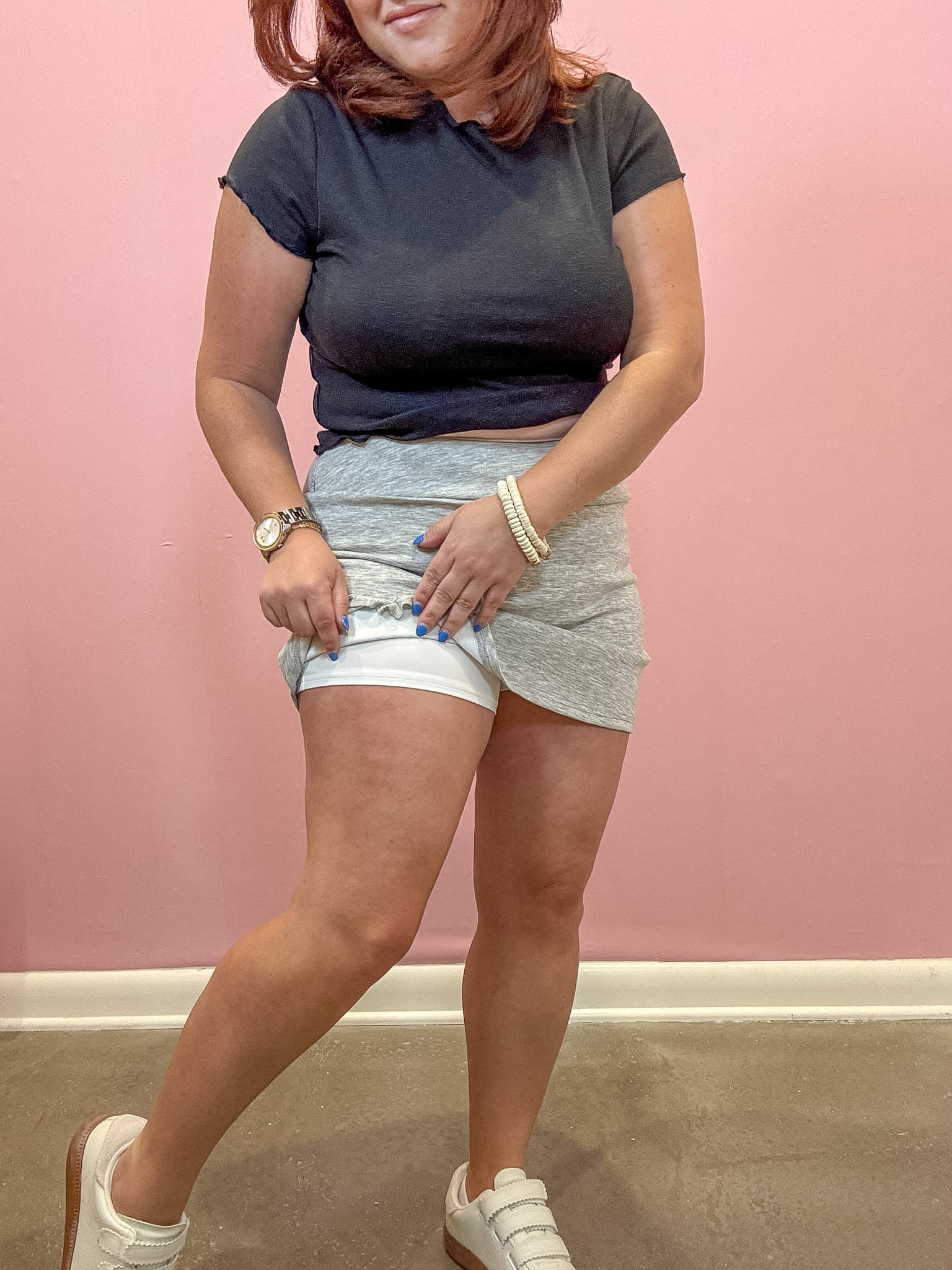 Contrast Binding Skort | Grey